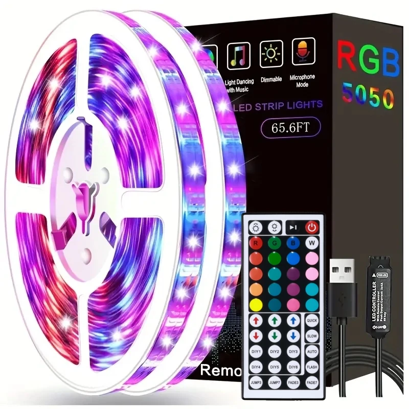 LTG-GEE Led Strip Lights with 44 Key Remote Control RGB Tape Led Wall Room for Home…