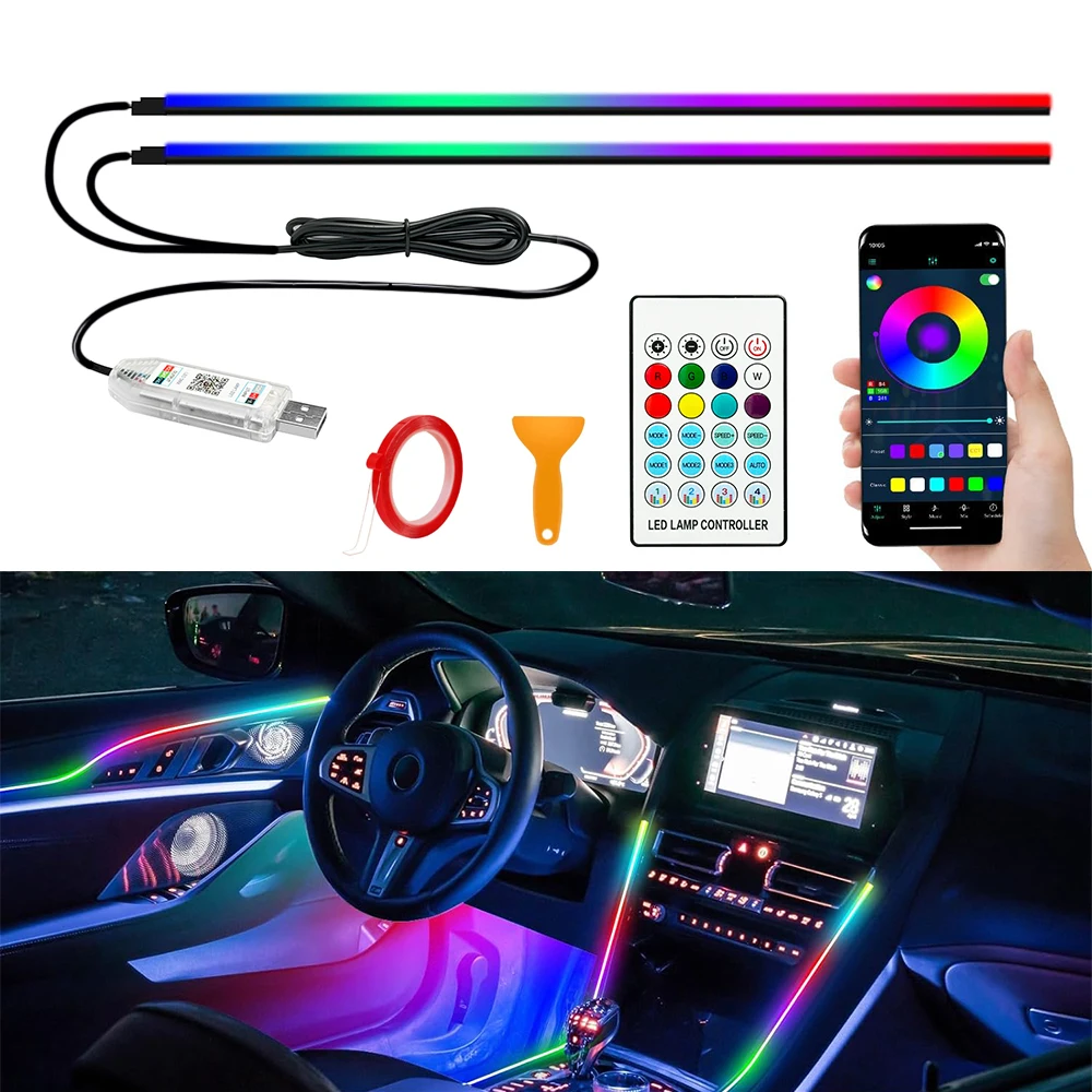 110cm APP Control Car Ambient Lights LED Interior RGB Symphony Atmosphere Light Acrylic…