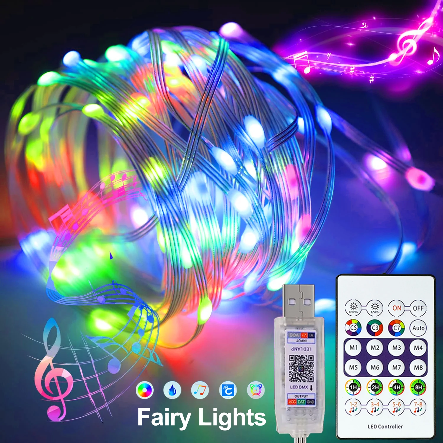 2M-15M Led RGB Fairy Lights Leather Cord Light Outdoor Waterproof fairy Lights With…