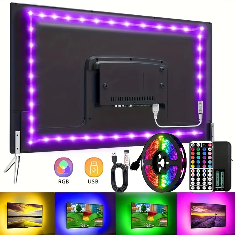 5V Light Strips with 44Keys Remote,Cuttable Rgb Atmosphere Light,USB Led Strip Light for…