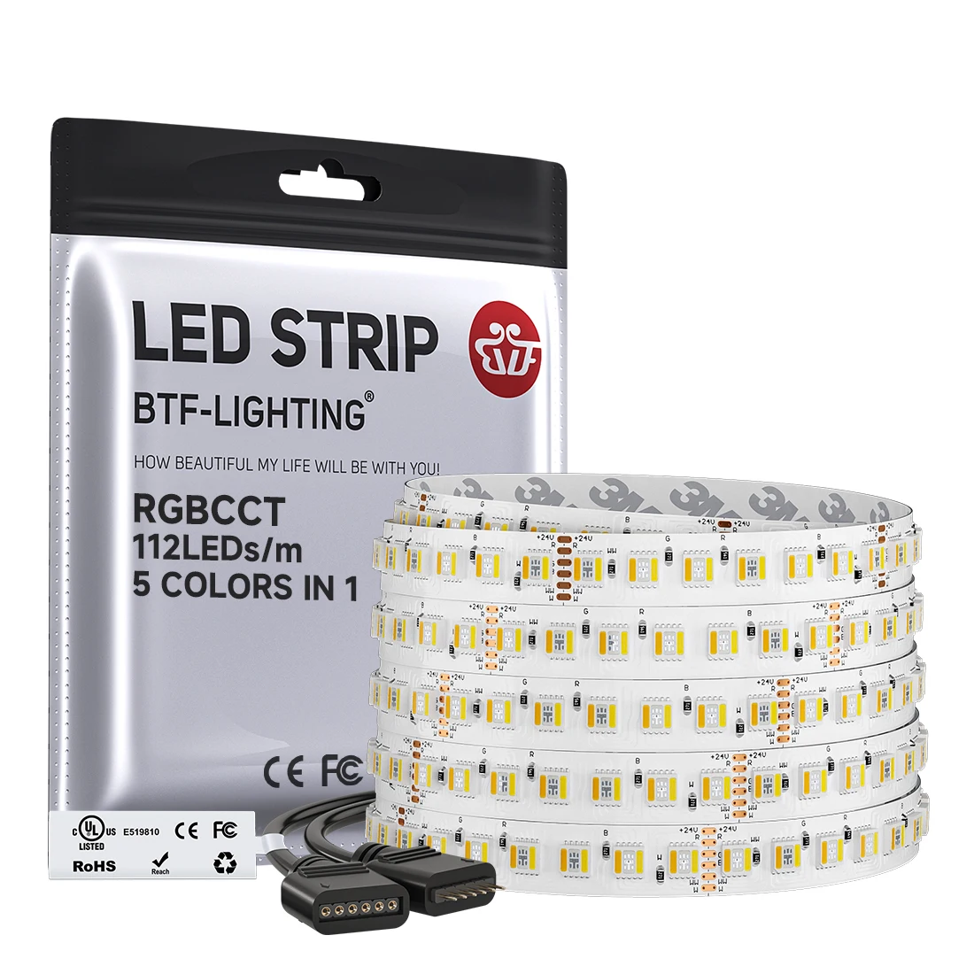 5m 5050 RGBCCT 5-in-1 LED Light Strip 112 LEDs/m 6pin RGBCW RGBWW RGBW RGB WW CW…