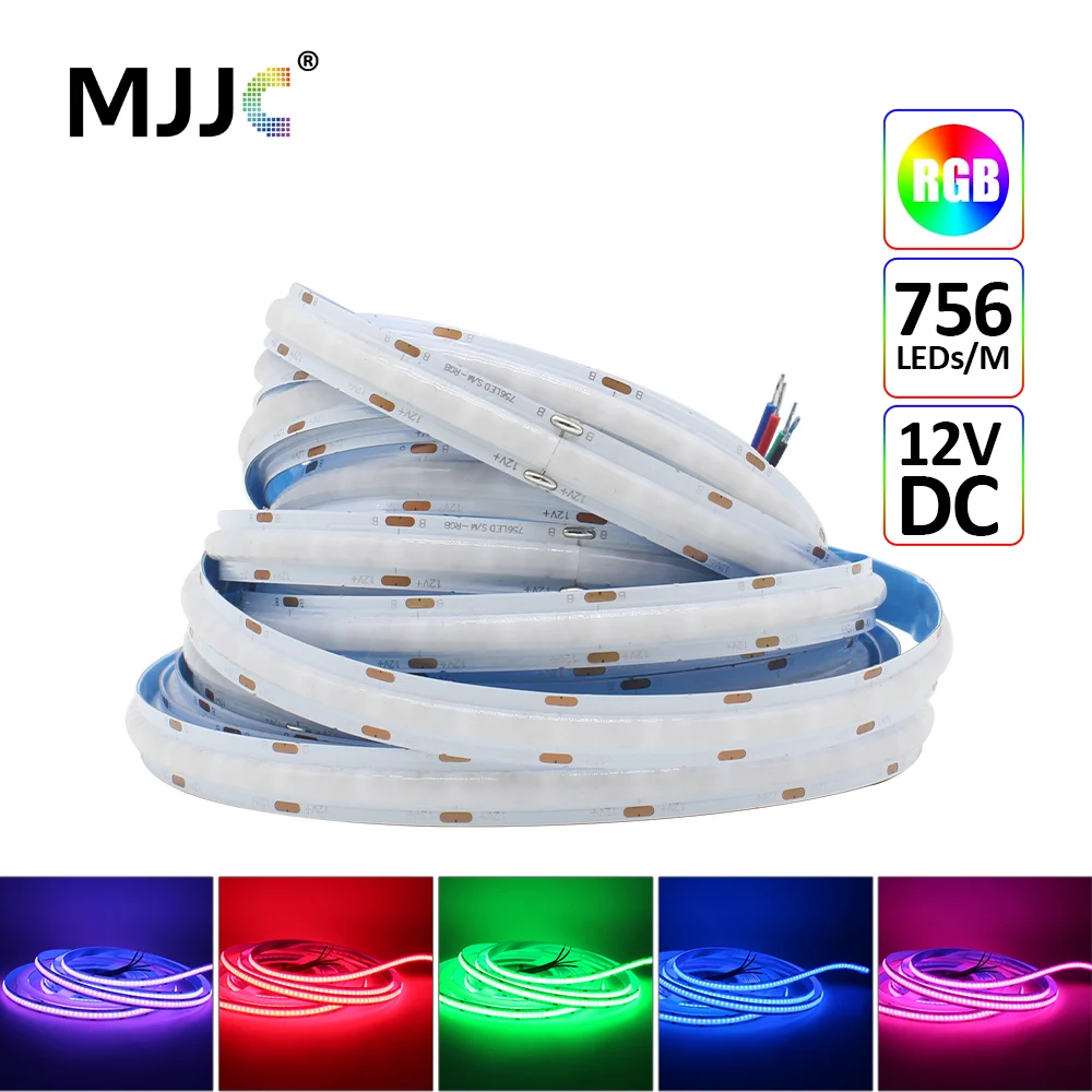 COB RGB LED Strips 12V DC 756LEDs 1M 2M 3M 4M 5M High Density Flexible FOB Tape Ribbon…