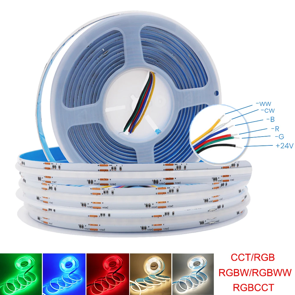 24V RGBCCT/RGB/RGBW/RGBWW COB LED Strip Light DC 12V 784 840LEDs/m High Density Dotless…