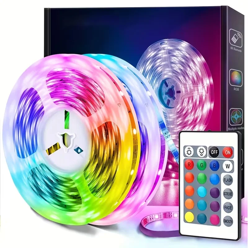 Smart LED Strip Lights with 24-Key Remote Control- Easy Install, Multi-Color Changing, USB Powered RGB Tape for Home Decor
