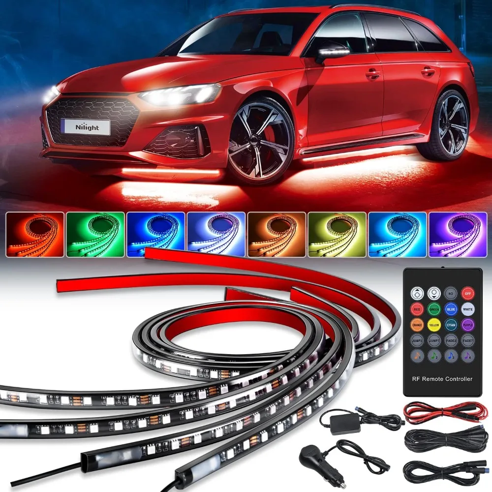 Car Underglow Neon Accent Strip Lights Atmosphere Lamp Neon Accent LED Light Strip App/Remote Control RGB Underbody Decorative