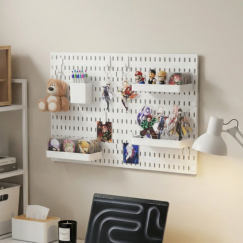 Study Room Pegboard with Shelves Tool Free Wall Grid Scratch Proof Easy to Install for…