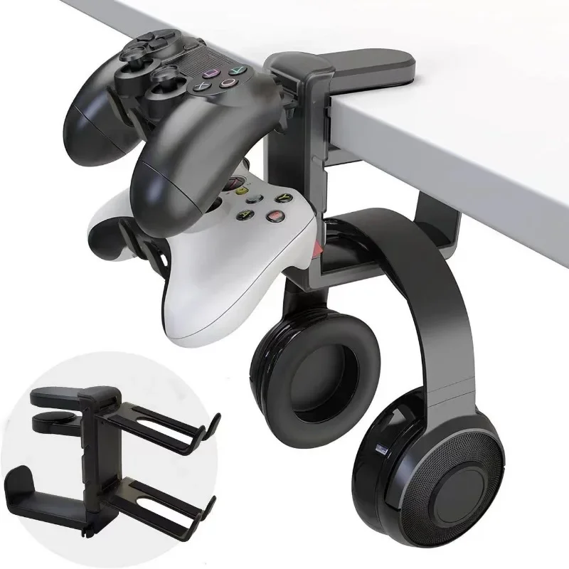 2-in-1 Gaming Headphone Stand Adjustable Desk Edge Hook Gamepad Headset Desk Hanger…