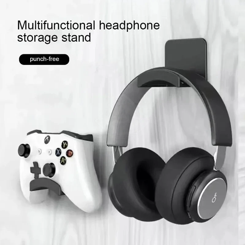Universal Headphone Stand Adhensive Plastic Wall Mount Hanger Under Desk Headset Rack…