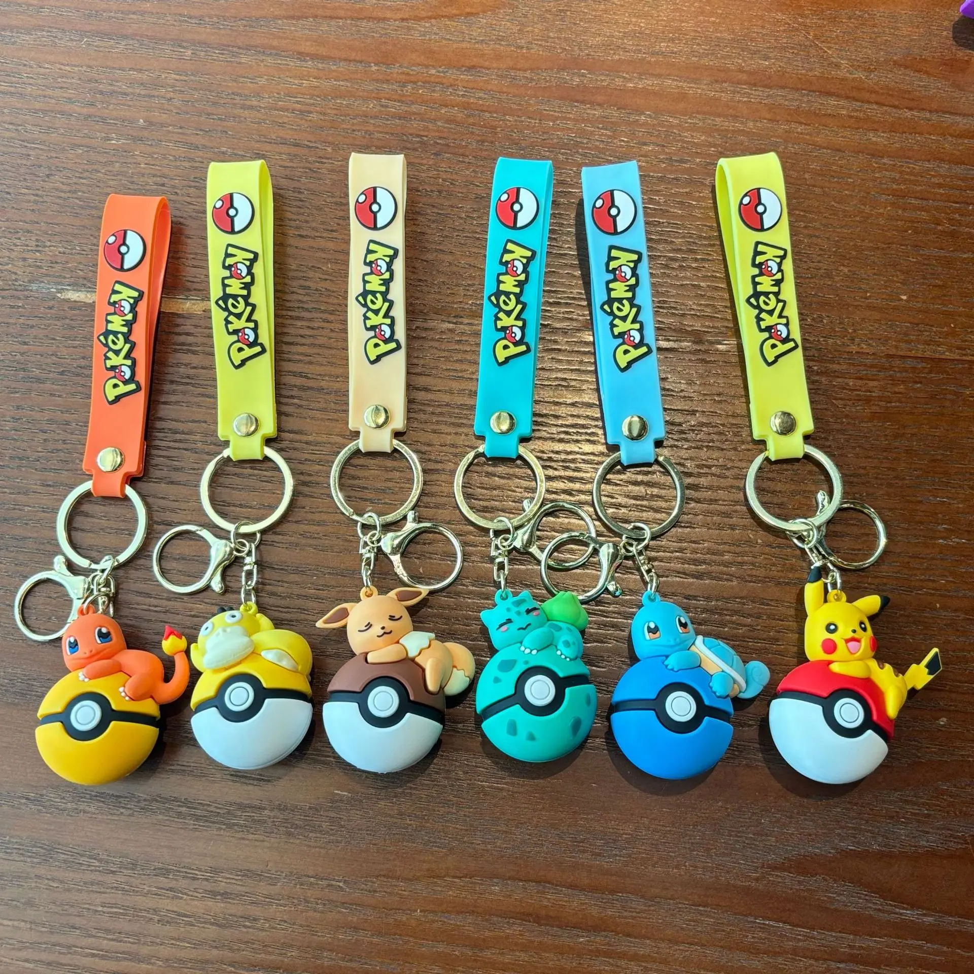 Pokémon Poké Ball Keychain Set, Pikachu Eevee Charmander figure Keychain, Anime…