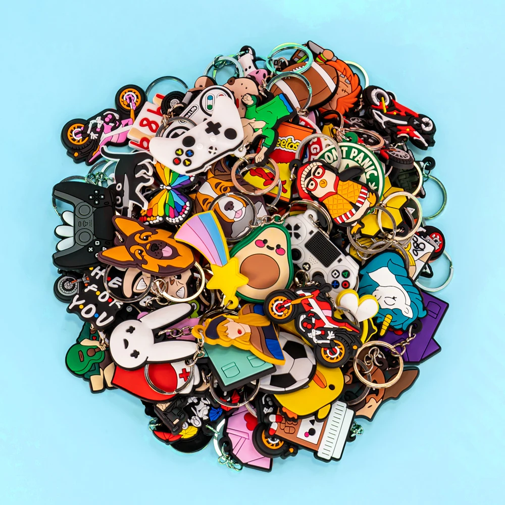 10/20/50/100 PCS Random Keychain Cute Animal Cartoon Anime Key Chain Kawaii Keyring fit…