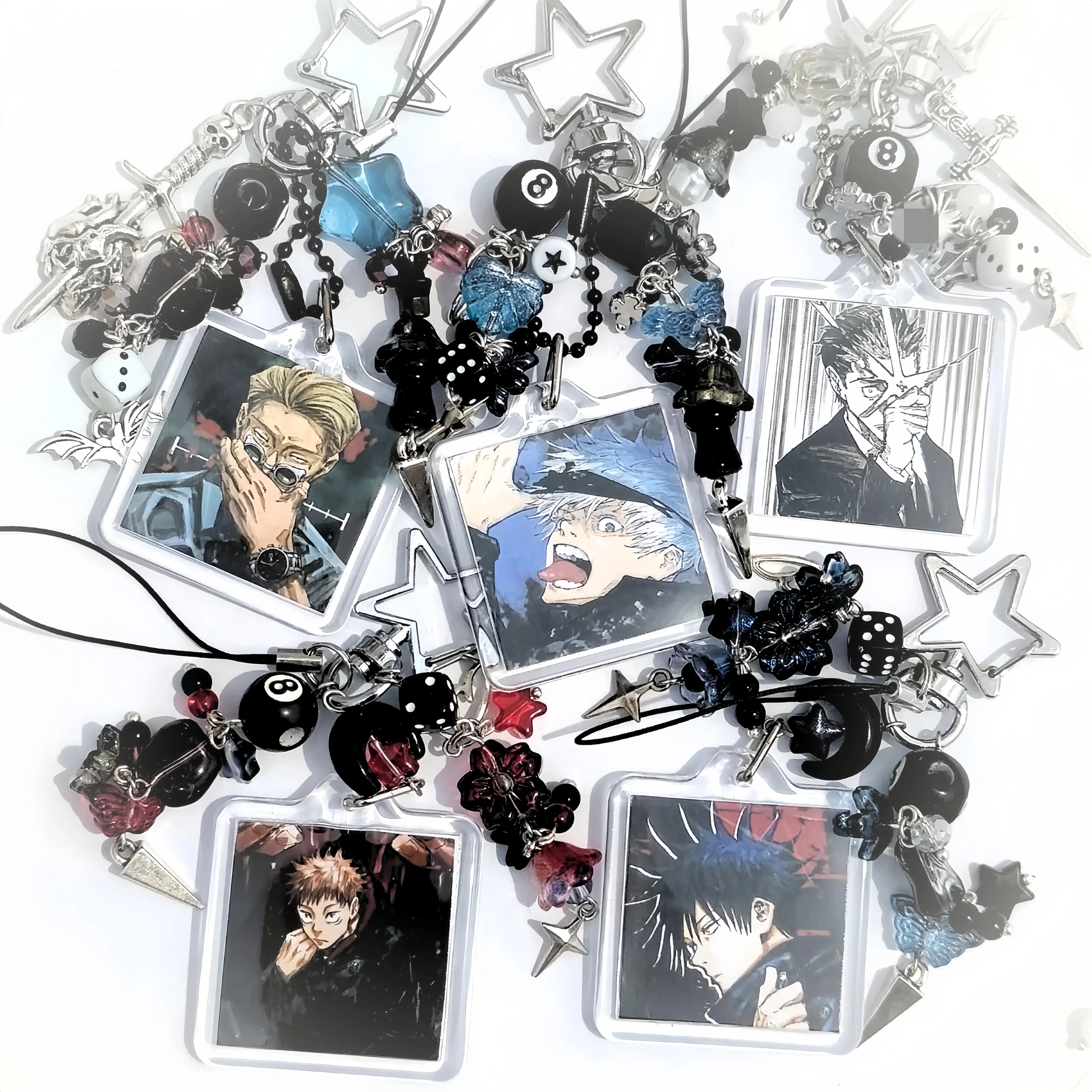 JJK DIY Anime Character Photo Keychain Y2K Cool Acrylic Bag Phone Pendant