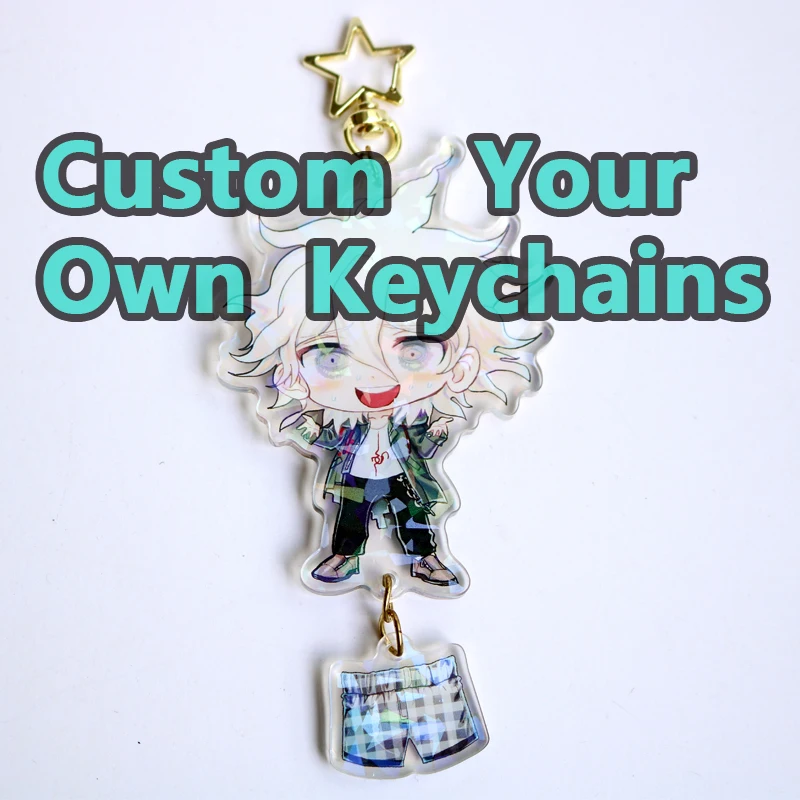 Custom Keychains Cartoon Llavero Key Chain Photo Customized Anime Charms Hologram Clear…