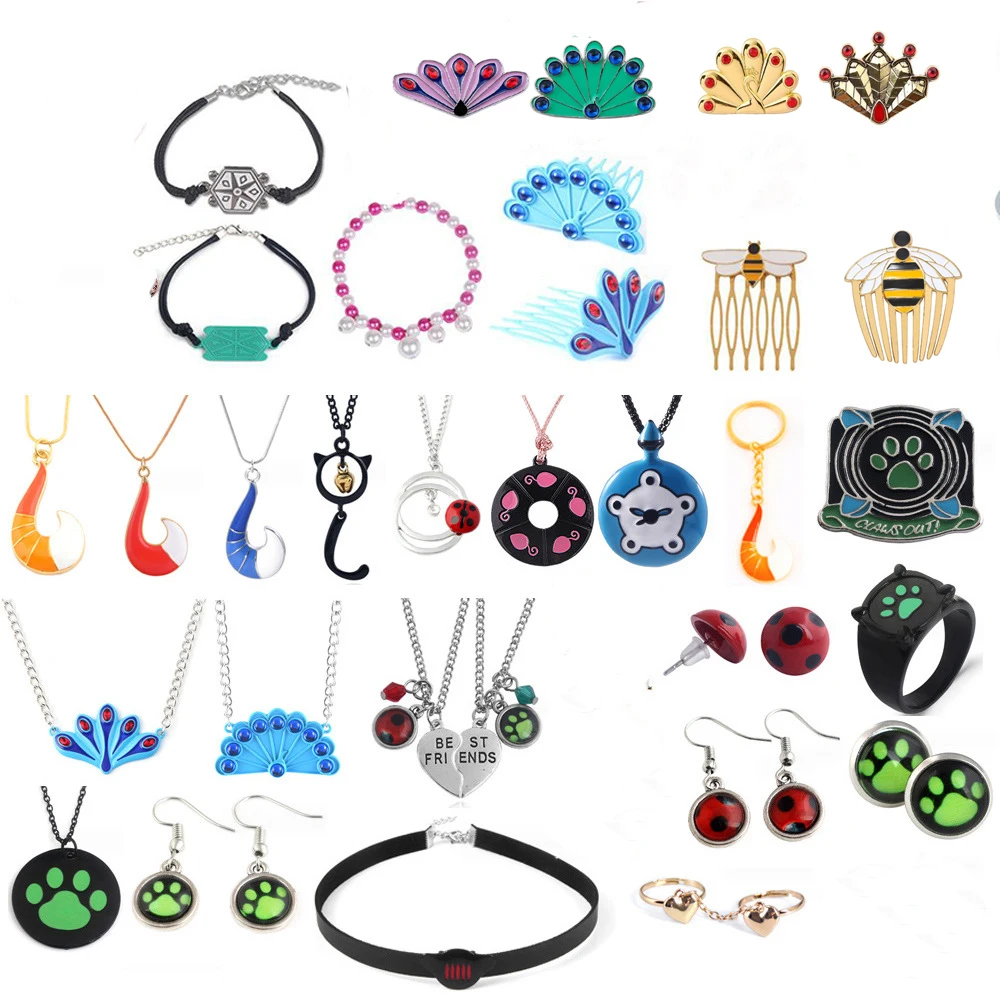 Cute cartoon girl jewelry necklace ring bracelet badge cosplay props gift