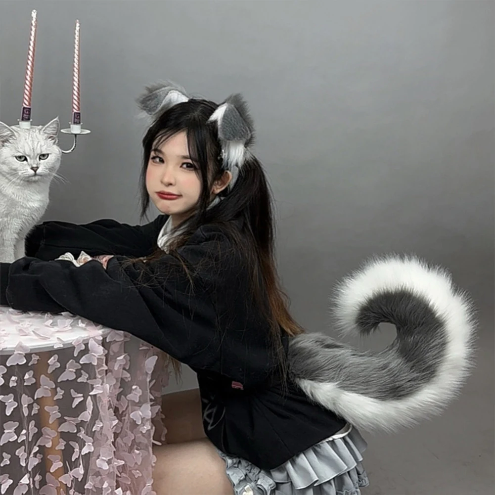 Furry Anime Dog Ear Headband Tail Cartoon Comic-Con Cosplay Accessories Plush Simulation…