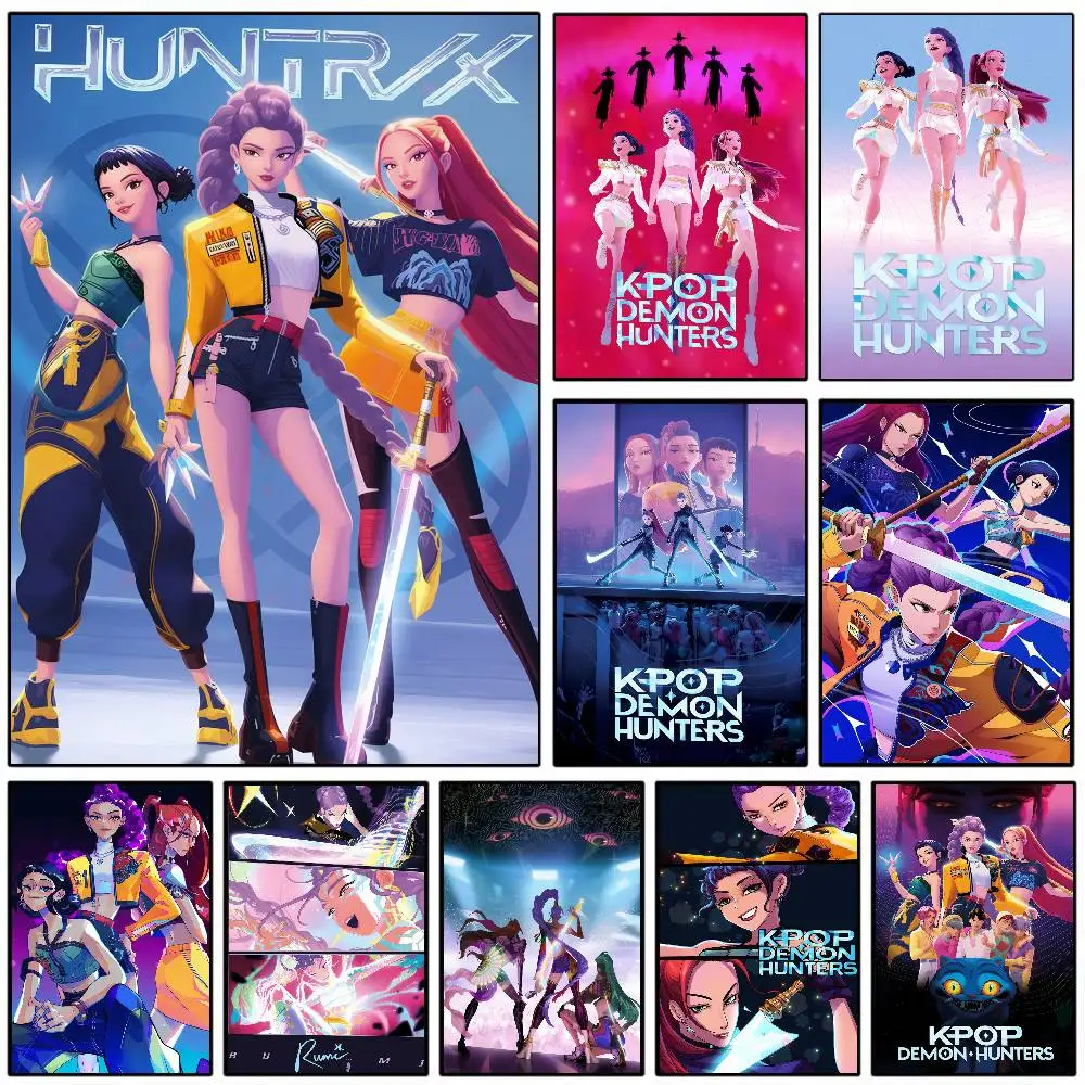 Anime Movie K-Pop D-Demon Hunters Poster Print Waterproof Wall Art Sticker For Bar Living…