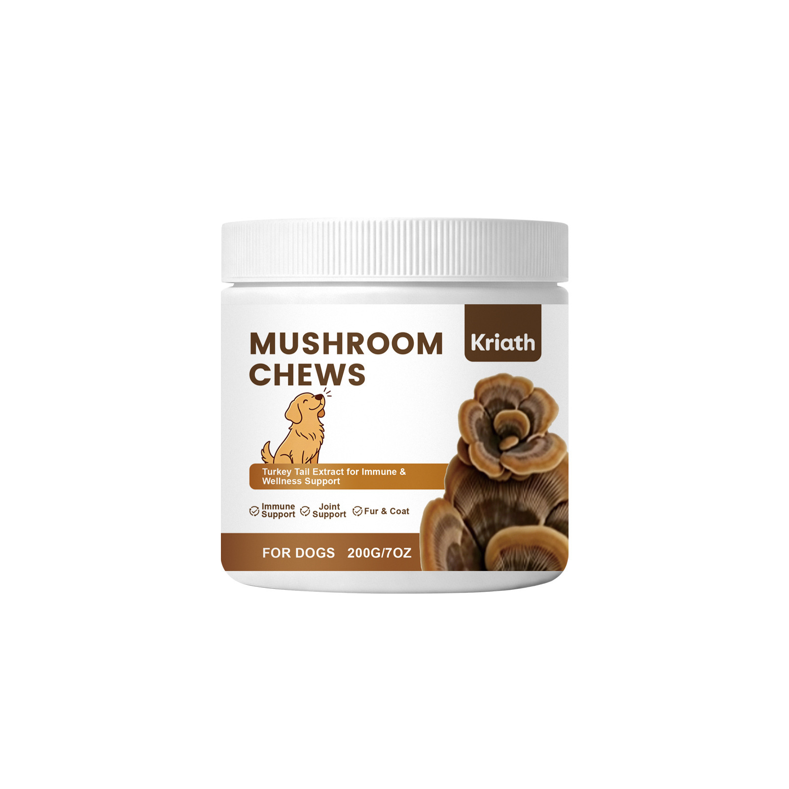 Kriath Mushroom Chewable Tablets For Dogs - Mild Formula For Daily Care And Nutritional…