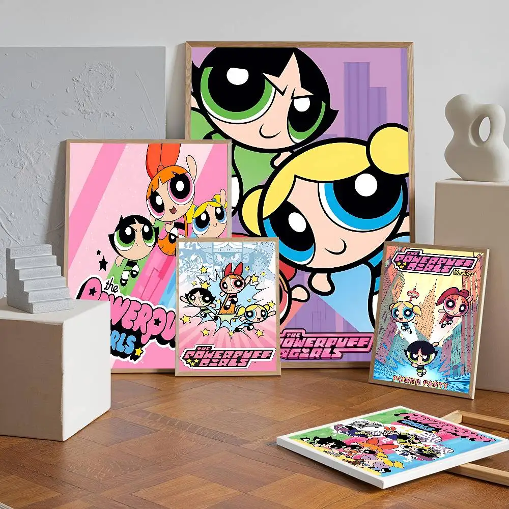 the Powerpuff Girls Anime Posters Sticky HD Quality Wall Art Retro Posters for Home Room…