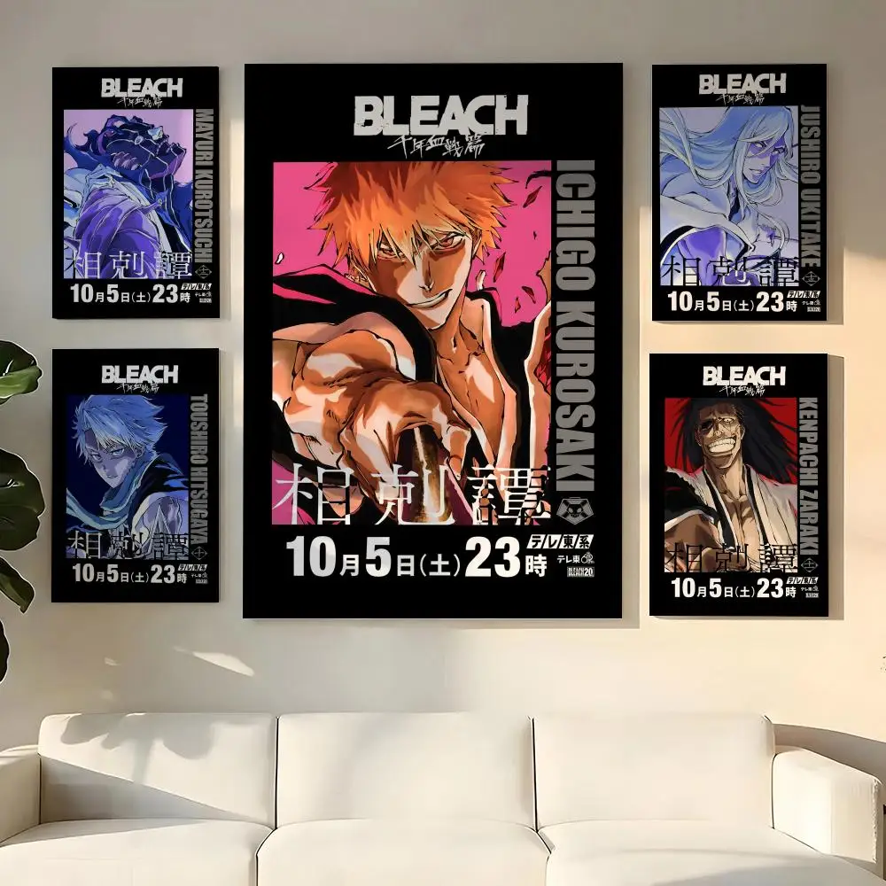 Anime B-bLEACH Painting Calligraphy Wooden Framed Canvas Poster Wall Art HD Waterproof…
