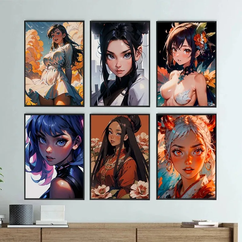 Sexy Anime Female Painting Canvas Poster Wall Art Pictures for Living Room Boy Bedroom…