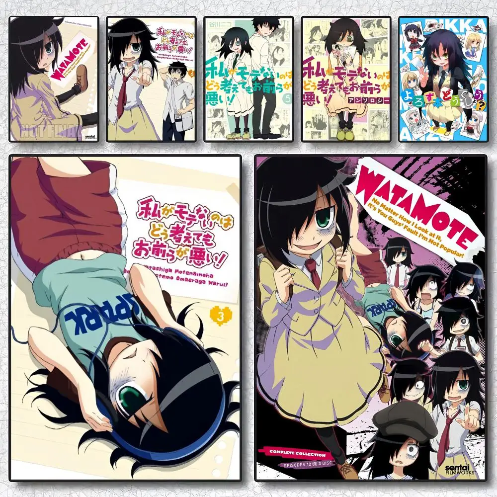 Anime W-Watamote Kuroki Tomoko Painting Calligraphy Canvas Poster Wall Art interior Hallway Home Decoration Holiday Gifts