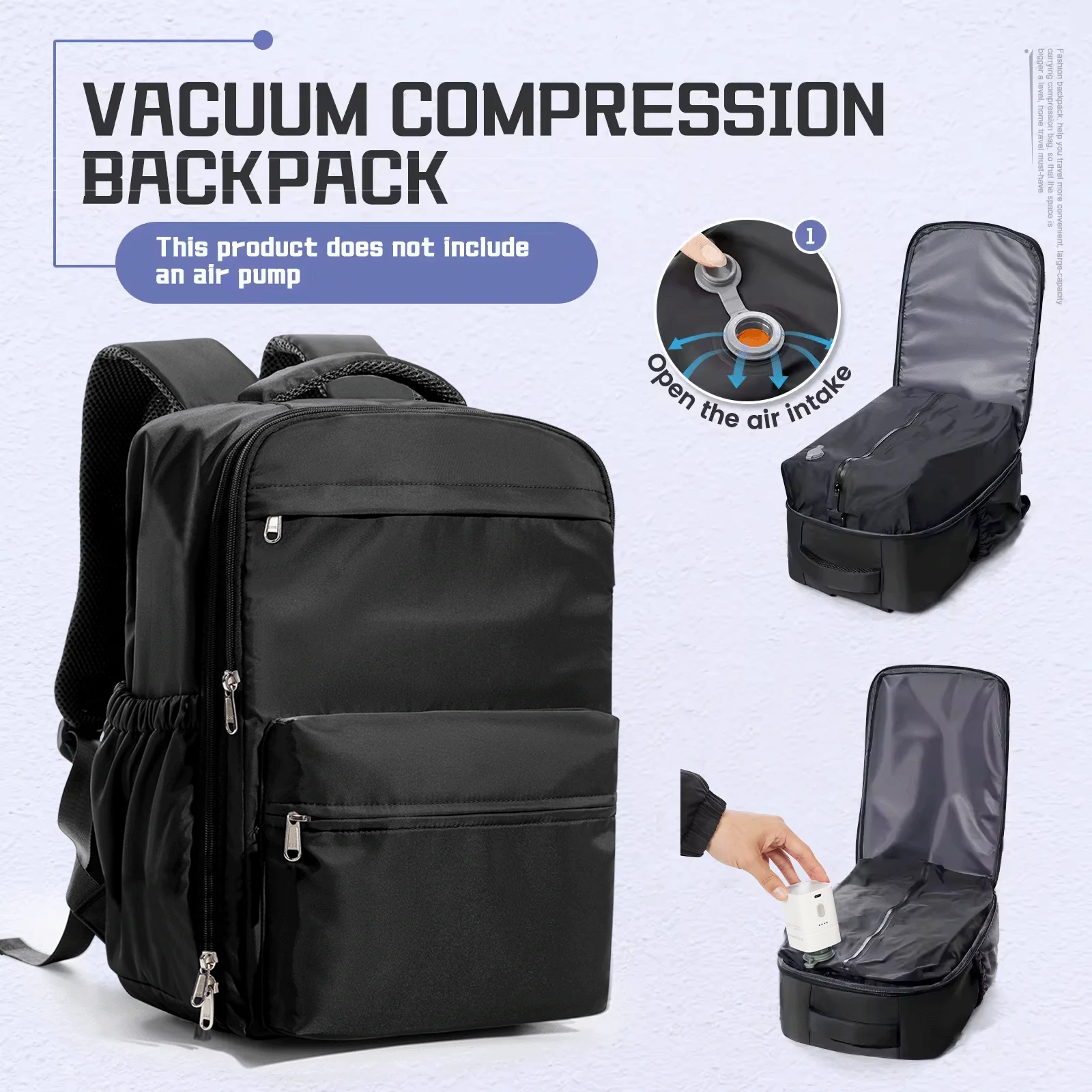 Men Vacuum Compression Backpack 15.6in Laptop Backpack Expand Hiking Vacuum Travel…