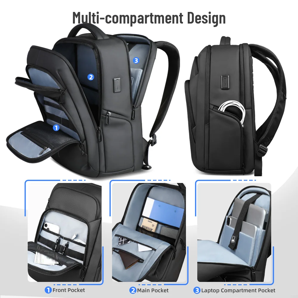 HK Multifunctional Business Backpack Men Large Capacity Travel Backpack Waterproof 17.3"…