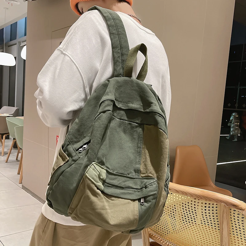 Fashion Panelled Women Backpack Canvas Kawaii Girl Travel Book Bags College Lady Laptop…