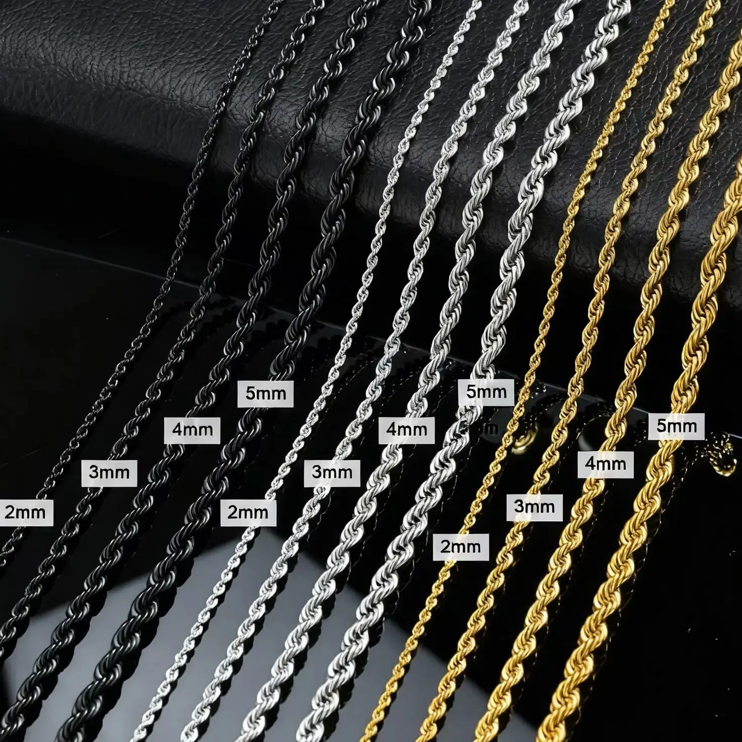 Punk Vintage Rope Chain Necklace for Men Women,Gold Color Stainless Steel Braided Twisted…