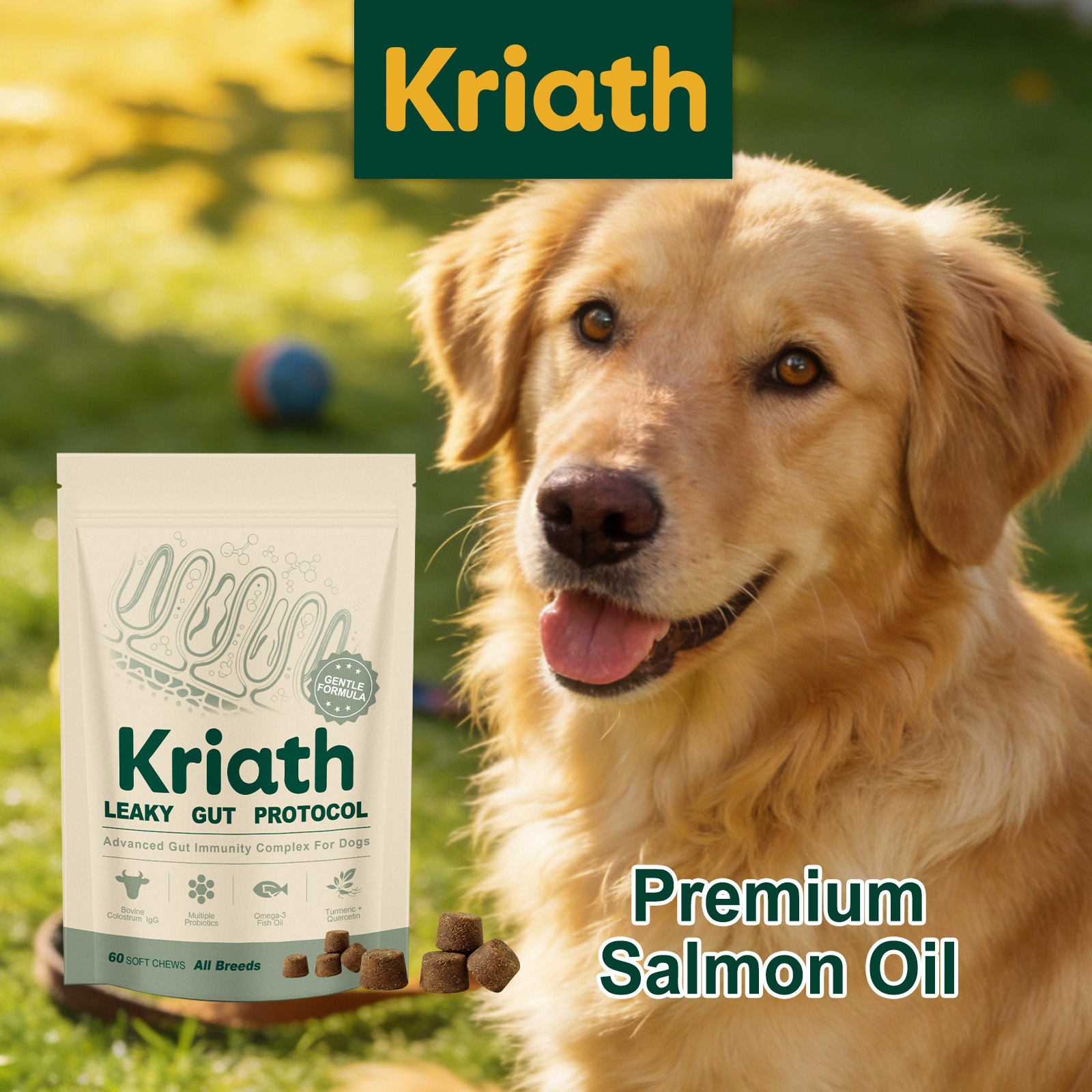 Kriath Dog Intestinal Care Complex Supplement For Nutritional Support, Softening Hair…