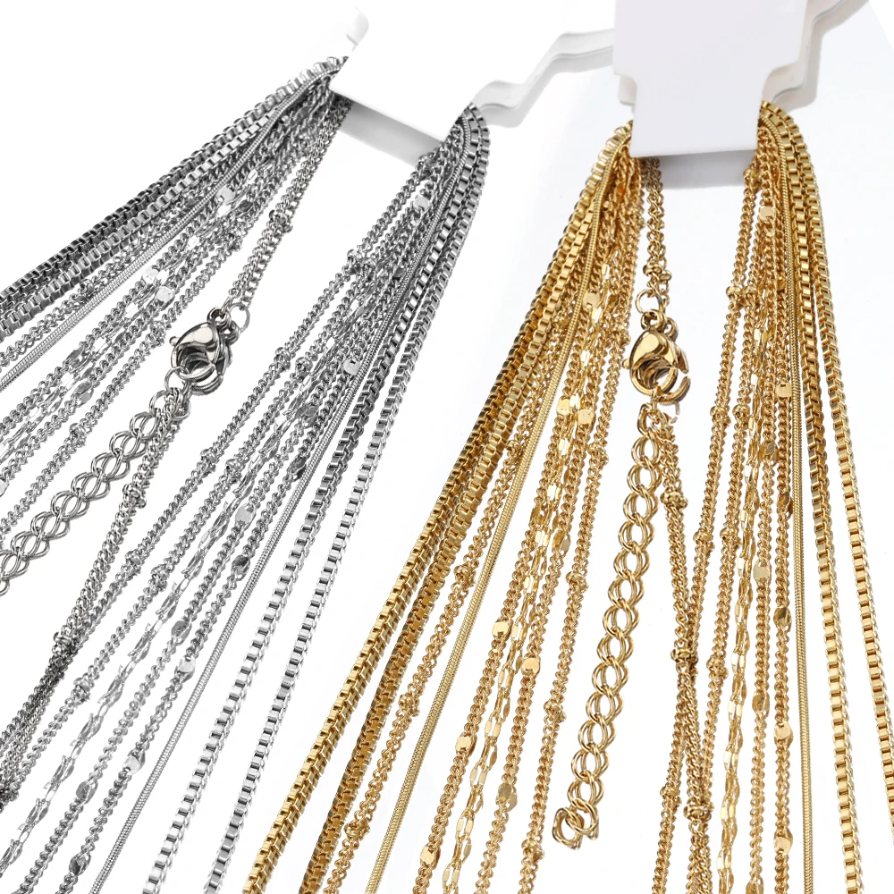 10-Pack 5pcs Stainless Steel Bead Chain Necklace Chains for DIY Jewelry Making Findings…