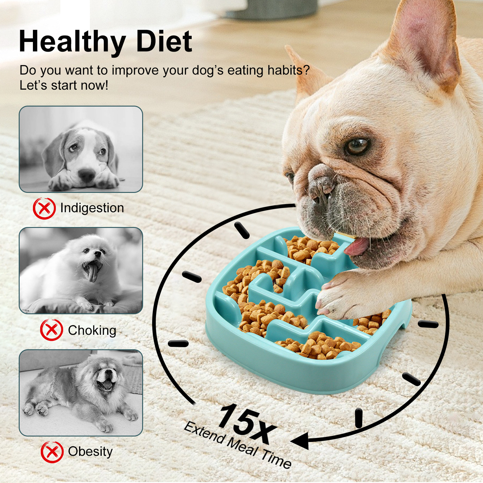 Tip-proof Slow-feeding Dog Bowl