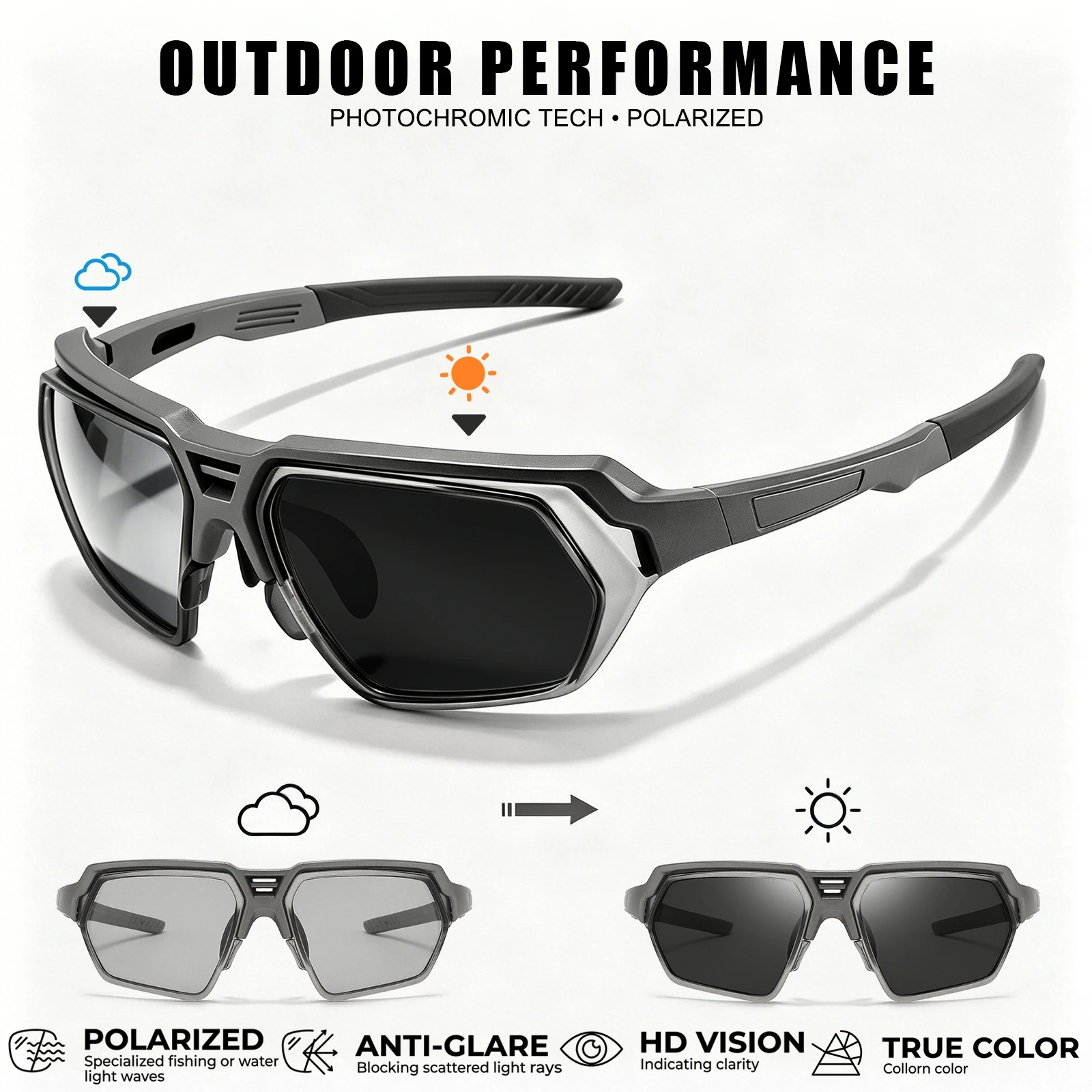 Classic Men's Photochromic Polarized Sunglasses - Adjustable Nose Pads, UV400 for…