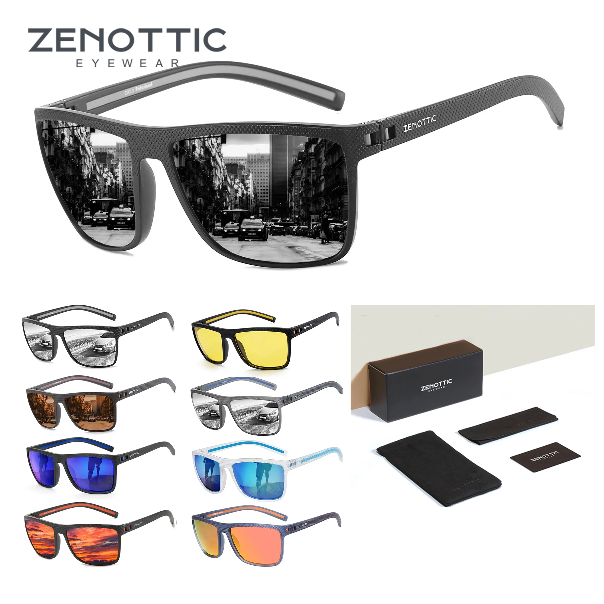 ZENOTTIC Polarized Sunglasses for Men Lightweight TR90 Frame UV400 Protection Square Sun…