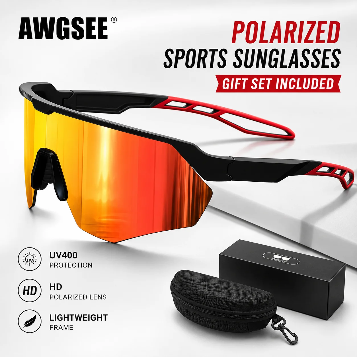 Polarized Sports Sunglasses for Men Women UV400 Semi-Rimless Shield Lens Cycling Driving…