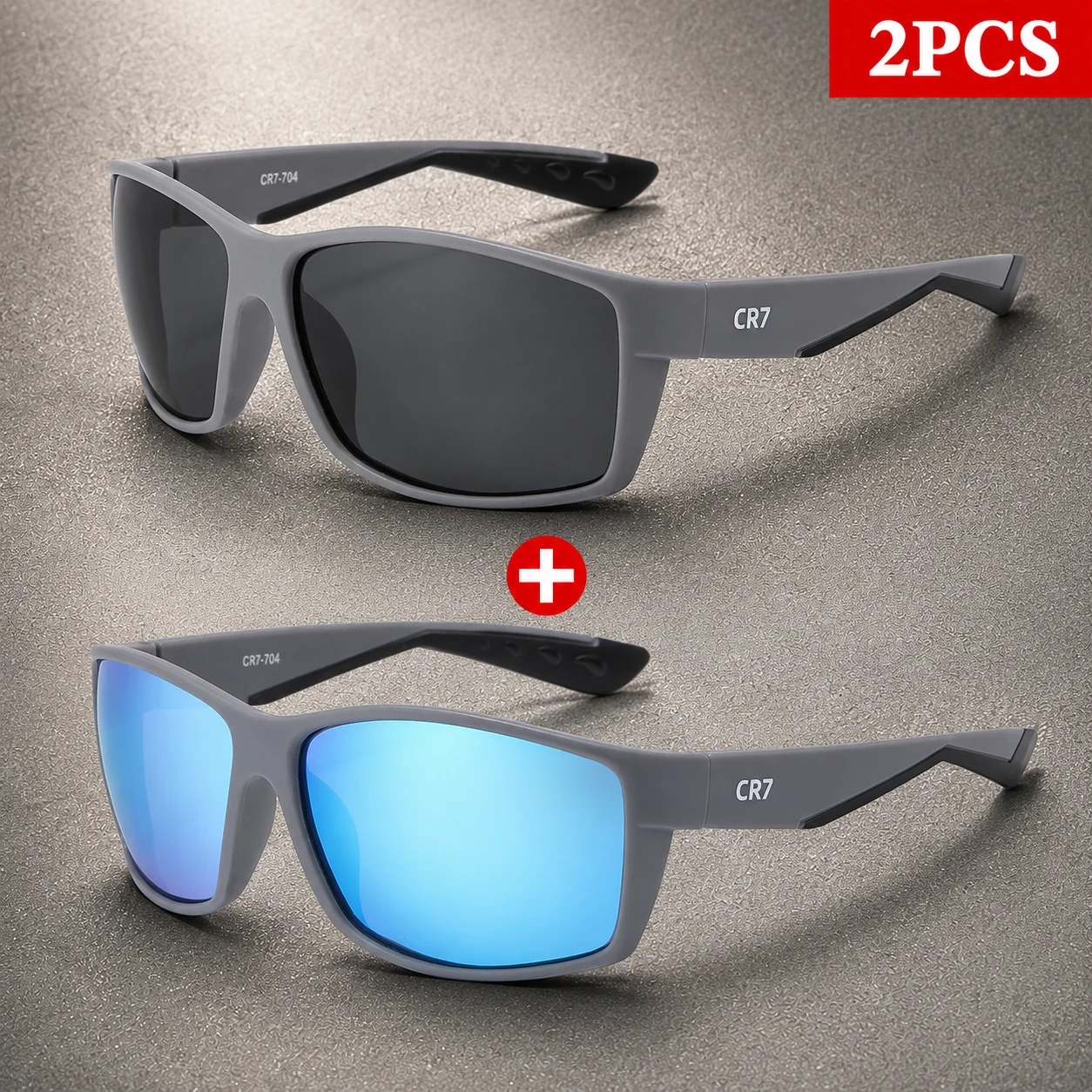 2-Pack Set CR7 Polarized Sunglasses Men UV400 Protection Outdoor Glasses for Fishing…