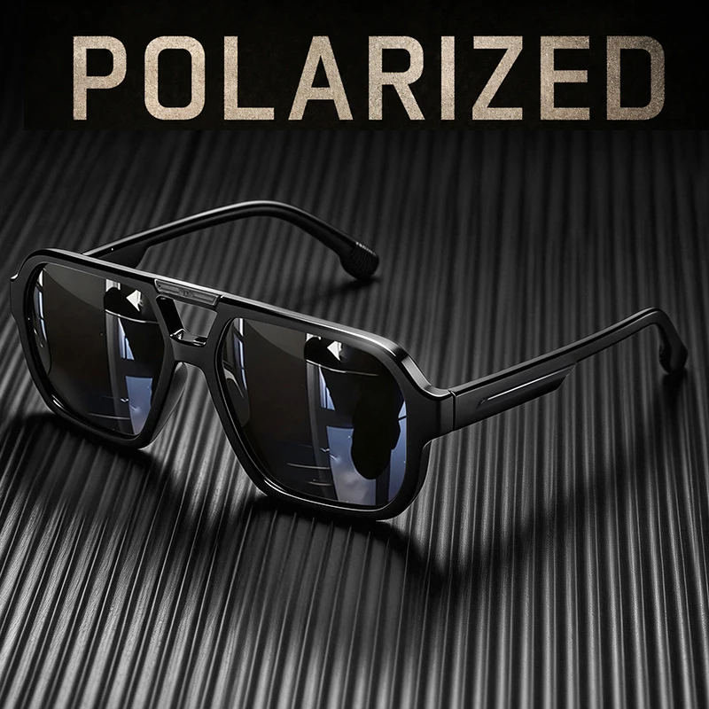 Polarized Pilot Sunglasses Men Women Retro Square Double Bridge Vintage Sun Glasses UV400…