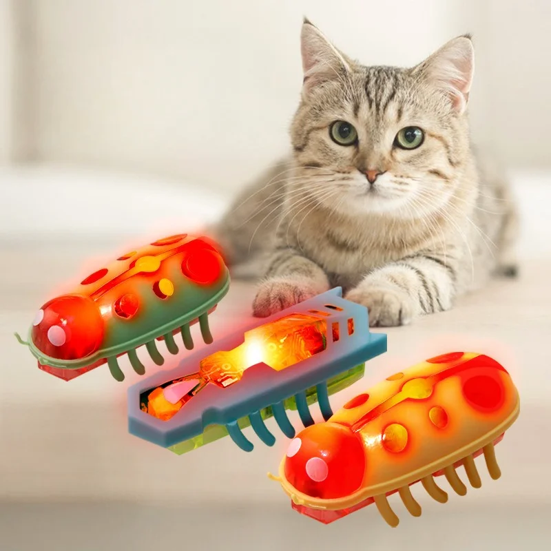 Mini Electric Bug Pet Dog Cat Toy Interactive Cute Ladybird Beetle Animal Shape Cat Toys…
