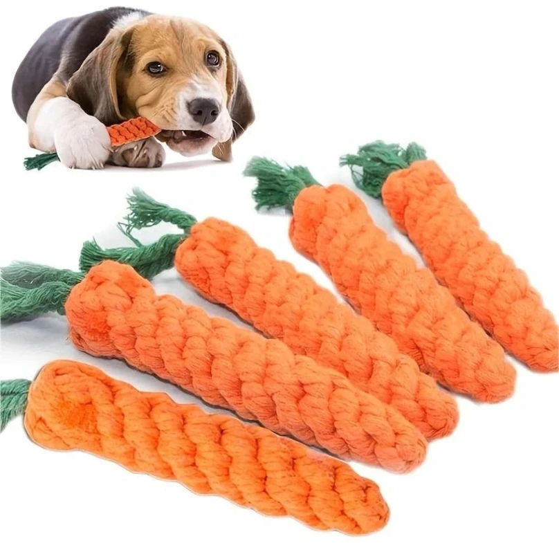1-Pack Pet Knot Toy for Dog and Cat Carrot Shape Dog Chew Toys Cotton Rope Toys for…
