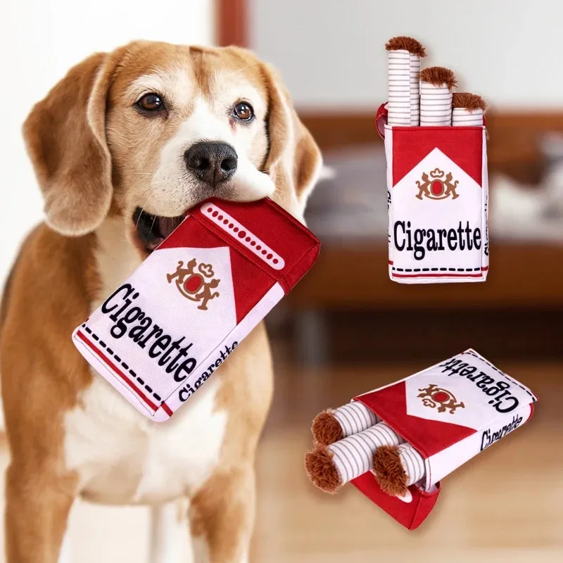 3 Cigarette Dog Toys with Box Fun Interactive Gurgle Plush Pet Toy Interactive…