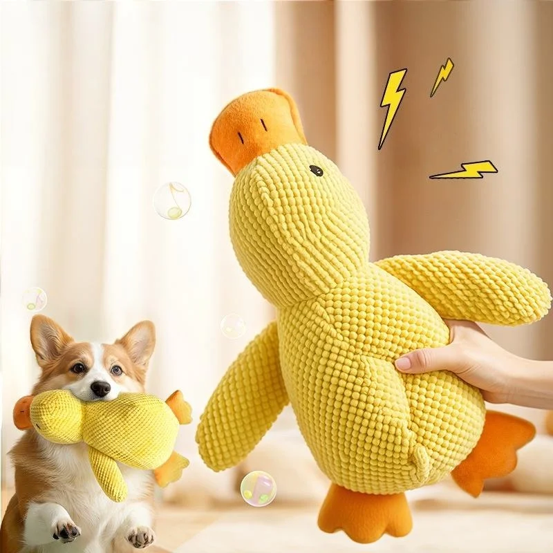 Squeaky Dog Plush Duck Toy Bite Resistant Pet Chew Toy Teeth Grinding Relief Companion…