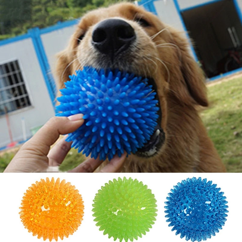 Pet Dog Toys Cat Puppy Sounding Toy Polka Squeaky Tooth Cleaning Ball TPR Training Pet…