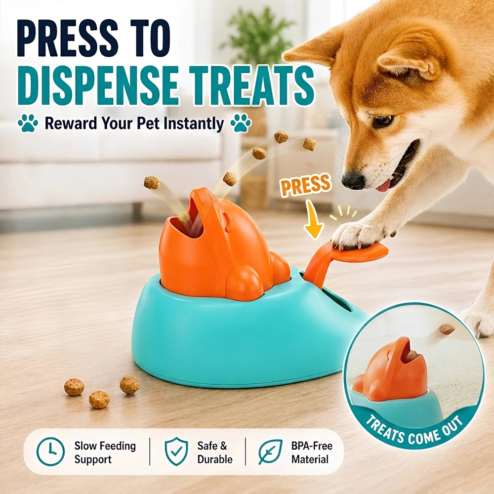 Dog Cat Interactive Food Toy Puzzle Press-to-Dispense Whale Shaped Slow Feeder Boredom…