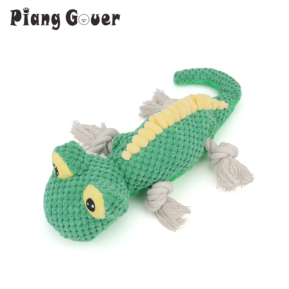 Lizard Shape Rope Pet Toy Interactive Training Plush Toy for Puppy Cats Squeaker Chew Dog…