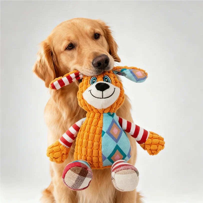 Interactive Pet Plush Toy for Cat And Dog Cute Squeaky Bite Resistant Puzzle Chew Toy for…
