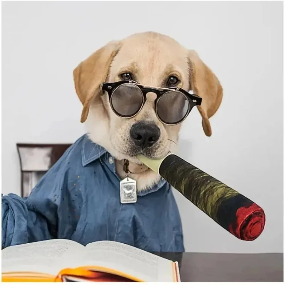 Dog Squeaky Toy Green Realistic Cigar Shaped Plush Pet Toy Interactive Chewing Entertainment Toy For Dogs Pet Play Supplies