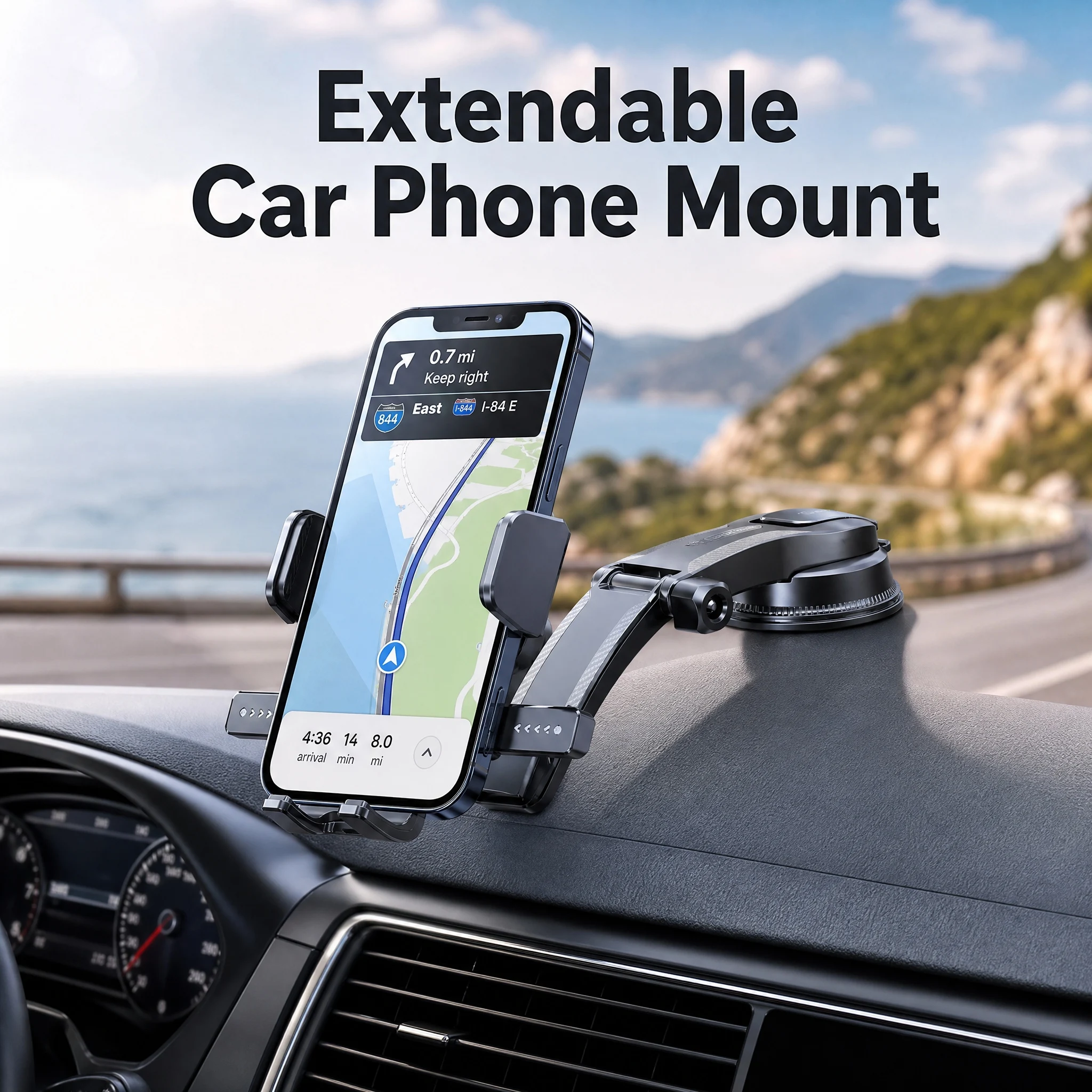 Car Phone Holder – Nano Flexible Silicone, 360° Rotation, Doesn't Block Screen…
