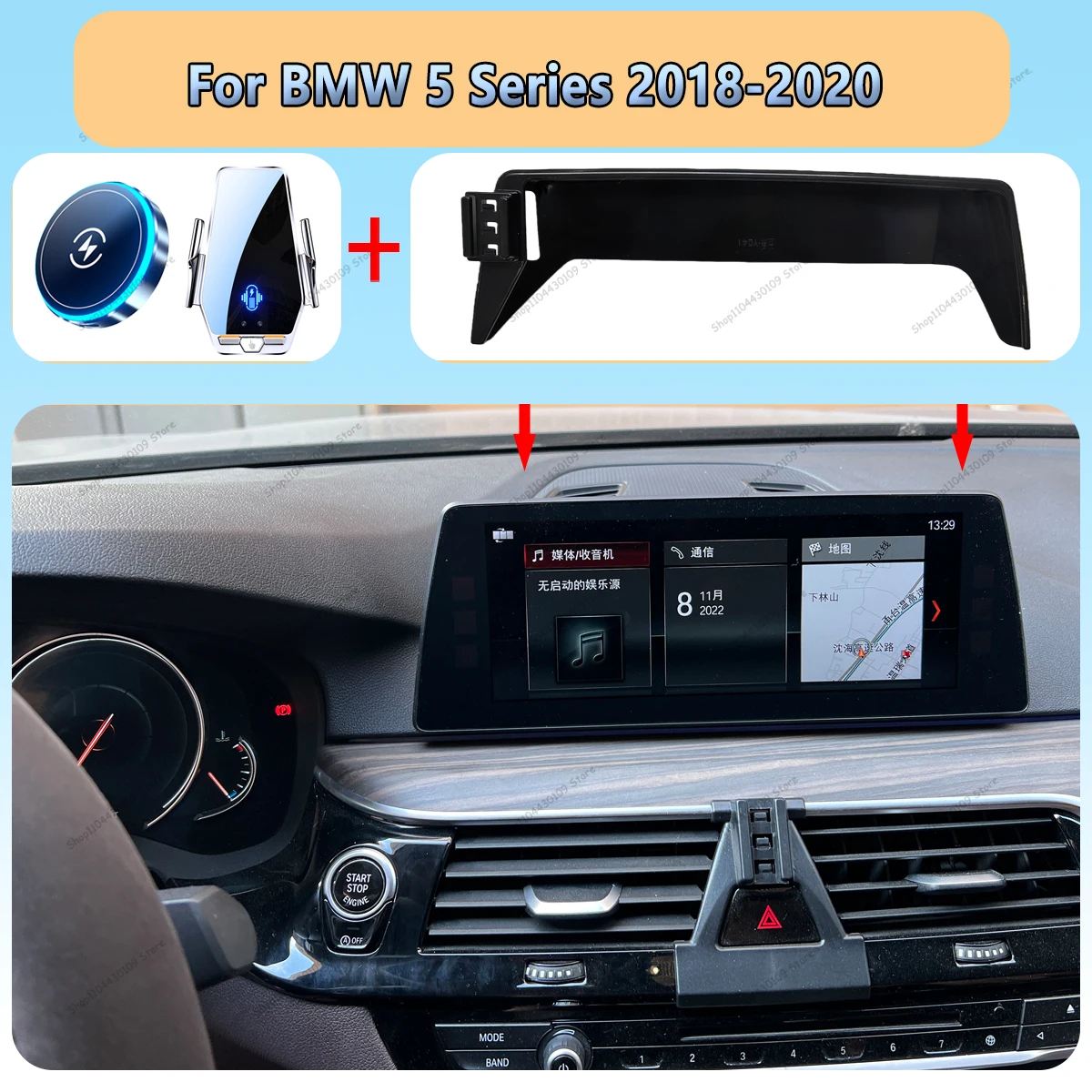 For BMW 5 Series G30 - Car Phone Screen Holder Magnetic Wireless Charging Car Phone Mount…
