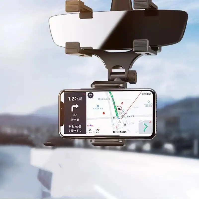 360° Car Phone Holder Rearview Mirror Mount Bracket GPS Mobile Stand Clip Foldable…