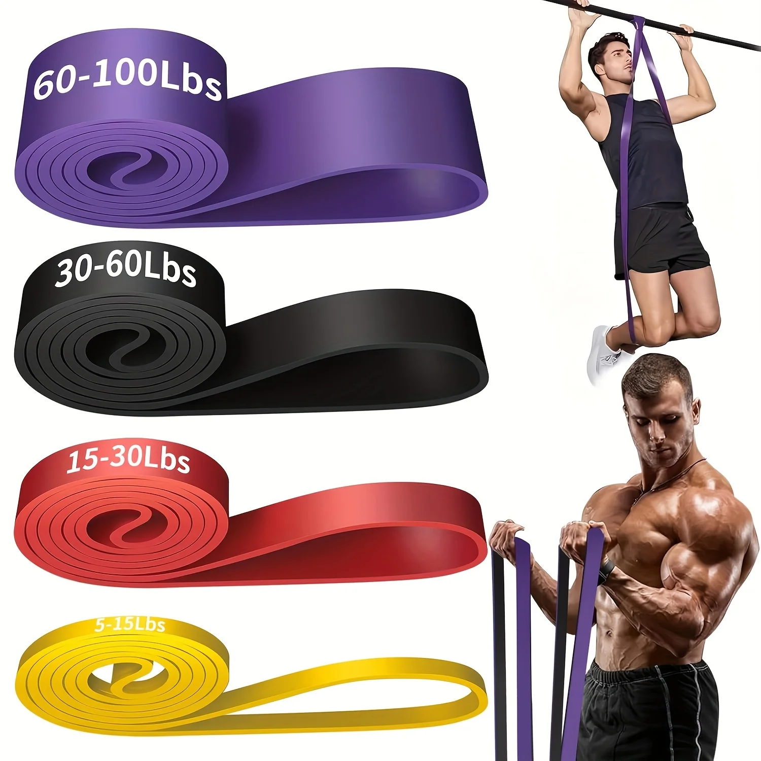 ​​1pc Stackable Heavy Tension TPE Resistance Band Set - Anti-Snap for Home Gym Muscle…