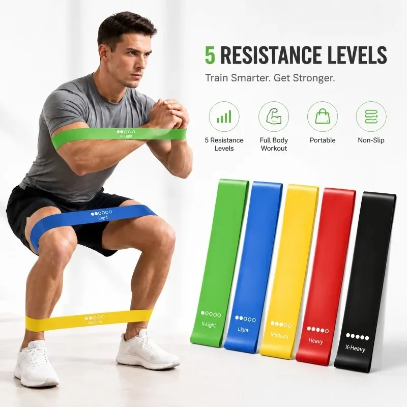 Resistance Bands Set Gym Equipment for Home Fitness Elastic Bands Strength Agility…